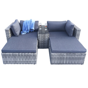 Factory Direct Sales Rattan Corner Sofas 5 Pieces Set Corner Ottoman Storage Table Patio Furniture Garden Set Outdoor Furniture