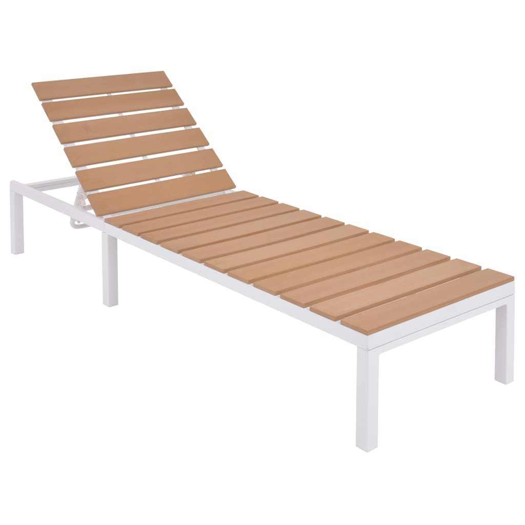 Swimming Pool Chaise Lounge Plastic Wood Outdoor Furniture Sun Lounge Chair Seat Beach Aluminium Surface Packing Modern