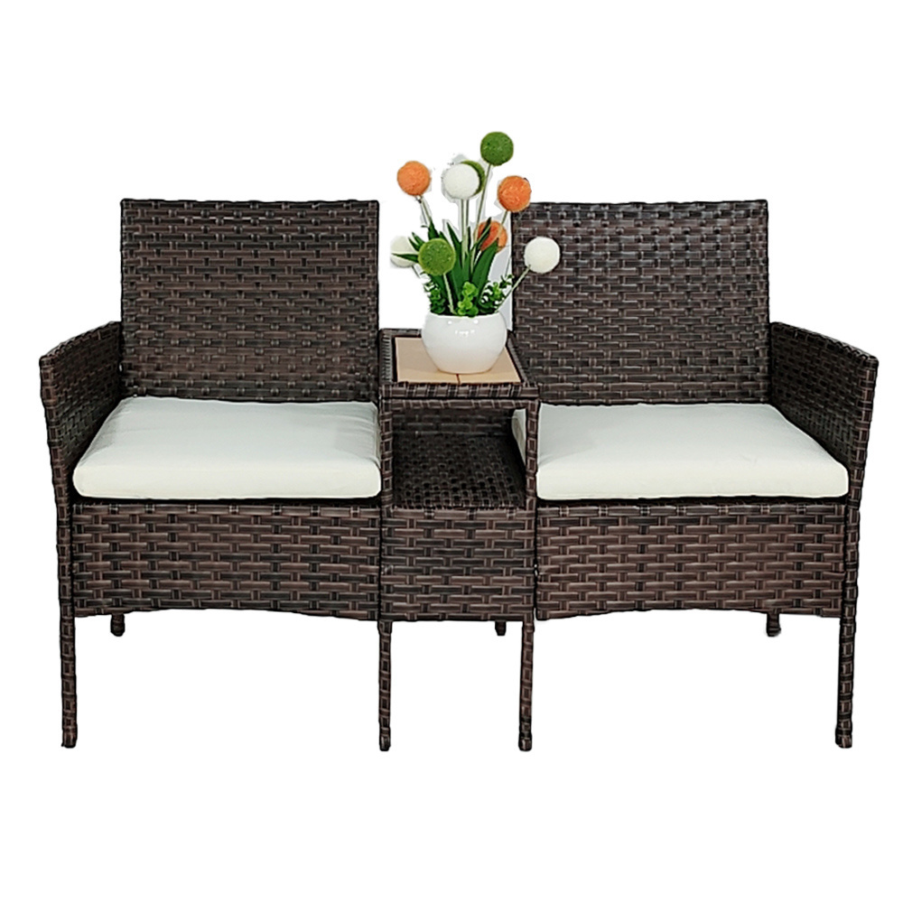 Rattan Garden Chair Wicker Garden Rattan Sofa Patio Outdoor Rattan Furniture Wicker Conversation Set(Set of 2,Brown)