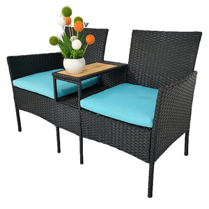 Best Seller Outdoor Rattan Chair Patio Garden Wicker Sofa Chair Table Set Rattan Outdoor Garden Furniture Set(Set of 2,Black)