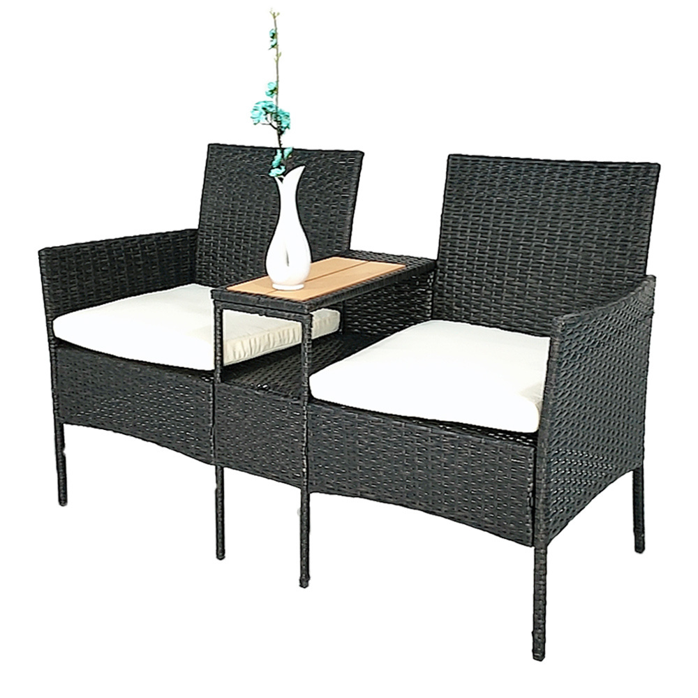 2023 Outdoor Patio Garden Wicker Sofa Rattan Wicker Outdoor Furniture Sale Set Patio Outdoor Rattan Furniture(Set of 2,Dark Grey