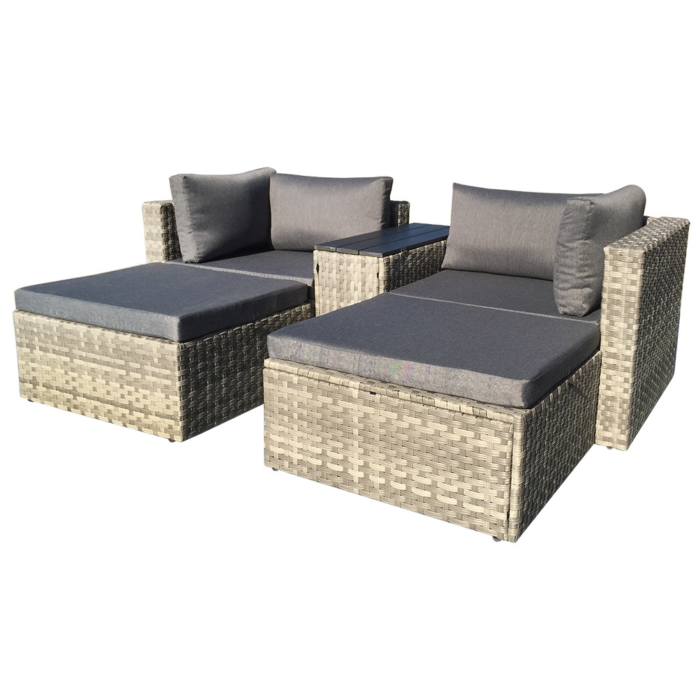 Factory Direct Sales Rattan Corner Sofas 5 Pieces Set Corner Ottoman Storage Table Patio Furniture Garden Set Outdoor Furniture