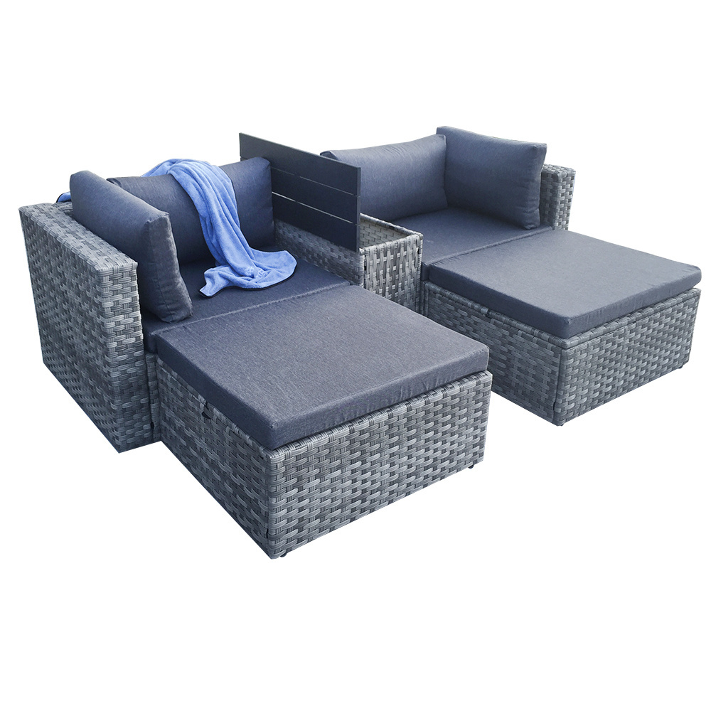 Factory Direct Sales Rattan Corner Sofas 5 Pieces Set Corner Ottoman Storage Table Patio Furniture Garden Set Outdoor Furniture