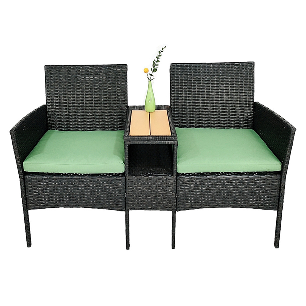 Best Seller Outdoor Rattan Chair Patio Garden Wicker Sofa Chair Table Set Rattan Outdoor Garden Furniture Set(Set of 2,Black)