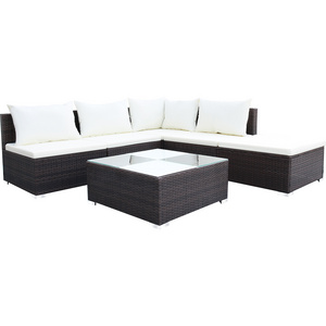 Hot Sale Steel Frame PE rattan Corner Conversation Leisure Furniture Outdoor Garden Sofas Brown