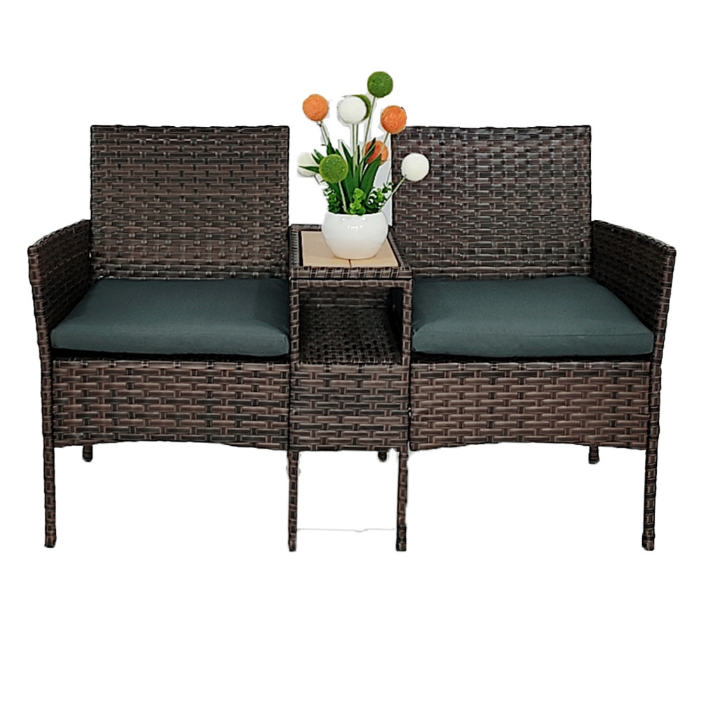 Rattan Garden Chair Wicker Garden Rattan Sofa Patio Outdoor Rattan Furniture Wicker Conversation Set(Set of 2,Brown)