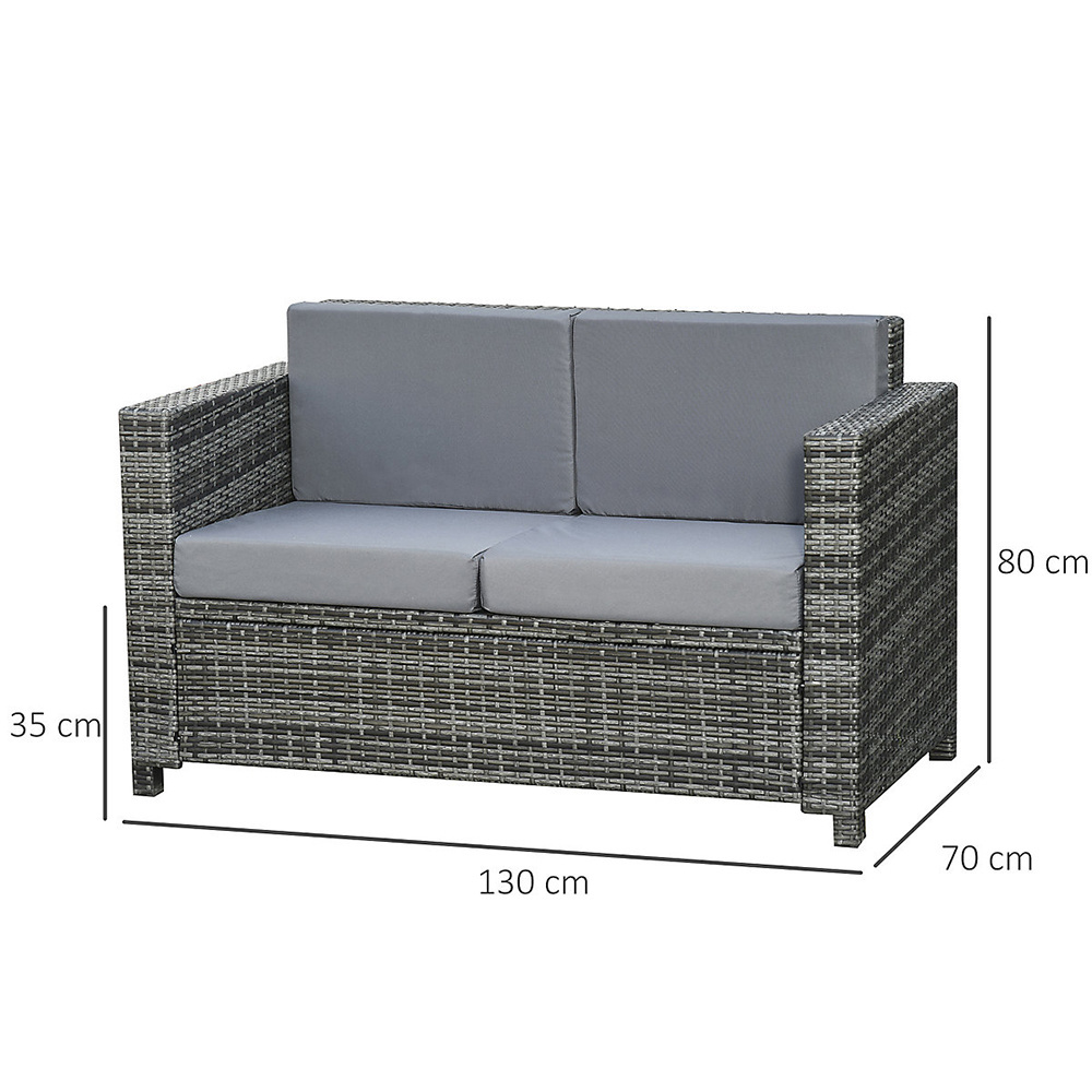 Leisure Anti Rust 2 Seater Steel Frame Rattan Sofa Set Outdoor Garden Furniture Grey Wicker Patio Furniture