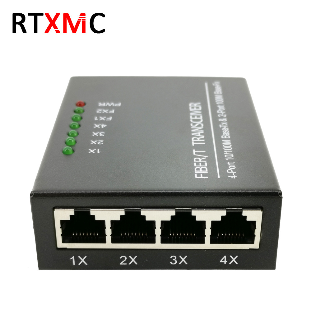 100m Switch 2fo 4lan 2f4e Fiber Media Converter 2sc 4rj45 Pcb 2fiber 4lan Media Converter Fast Ethernet Fiber Switch