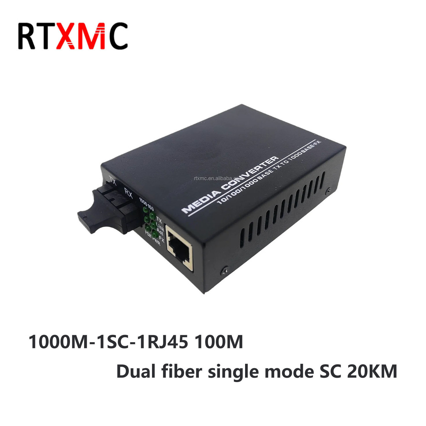 RTXMC  10/100/1000m Media Converter 20km Dual Fiber Sc Rj45 Gigabit Fiber Optical Ethernet Media Converter Double Fiber