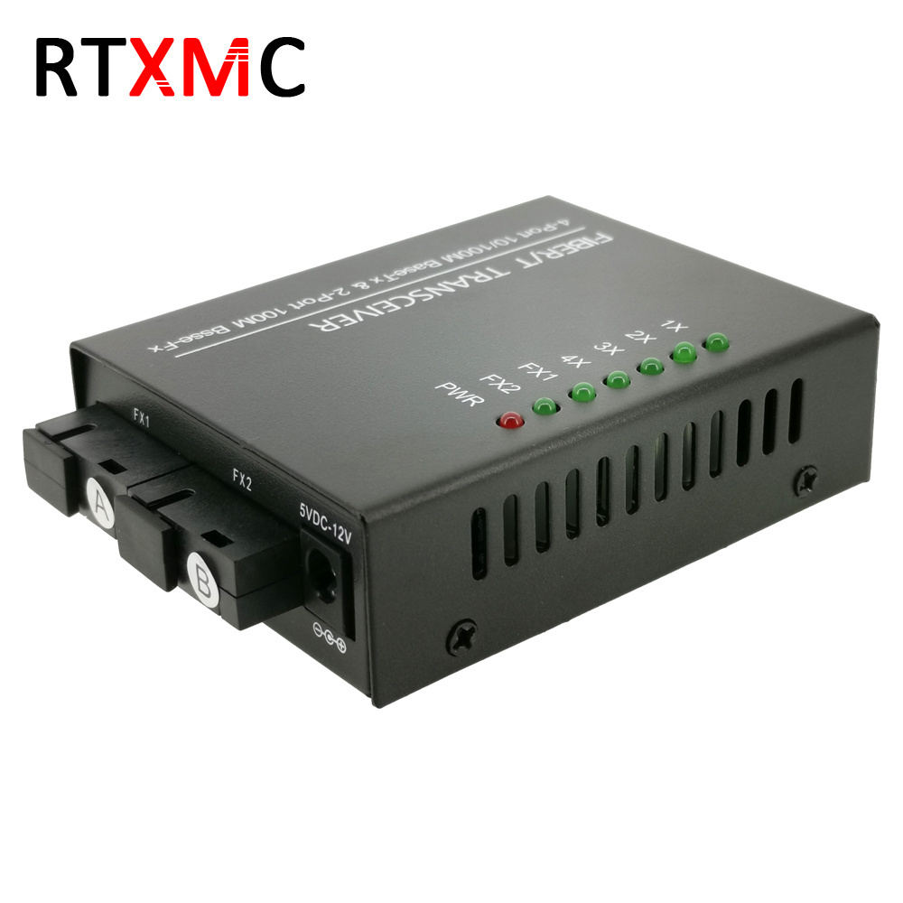 100m Switch 2fo 4lan 2f4e Fiber Media Converter 2sc 4rj45 Pcb 2fiber 4lan Media Converter Fast Ethernet Fiber Switch