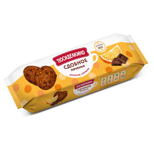 High Quality Healthy Snack Sweet Biscuits Orange Cookies With Chocolate Chips "Posidelkino" 160 g Halal Orange Cookies