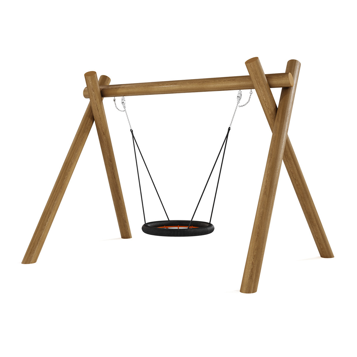 Outdoor single swing for kids wooden frame manufacturer price metal and wooden goods