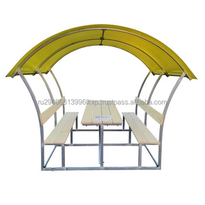 metal Galvanized Steel Gazebo Astra With Wood Benches With Polycarbonate Roof width 2.43m height 2.02m length 1.9m