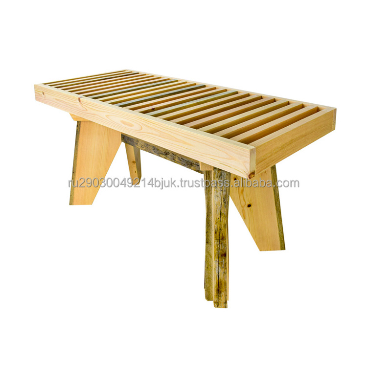 Small bench for hallway steam room aged Kelo pine wood size 900 x 430x400mm for modern houses and gardens