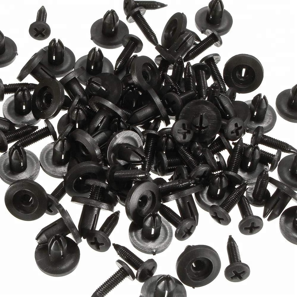 100 Pcs Auto Bumper Fastener 6mm Hole Push Rivet Retainer Engine Cover Clips Car Door Trim Panel Clip Fasteners