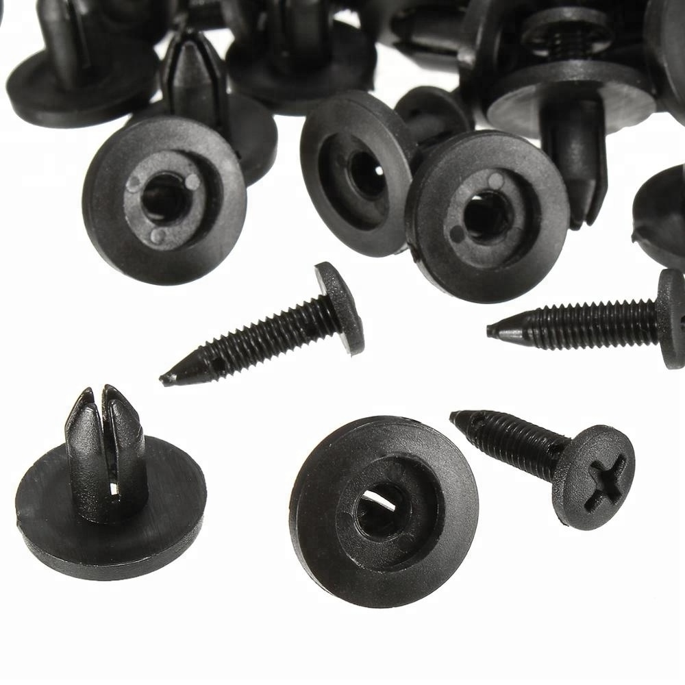 100 Pcs Auto Bumper Fastener 6mm Hole Push Rivet Retainer Engine Cover Clips Car Door Trim Panel Clip Fasteners