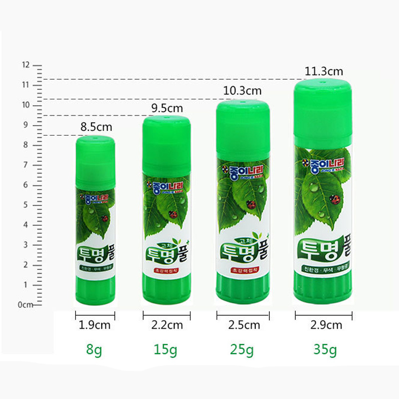 Korea Paper World JONG IE NARA High Viscosity Transparent 15G Stick Green Leaf Design Glue Sticks for Office Wire-Drawng