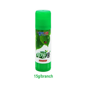 Korea Paper World JONG IE NARA High Viscosity Transparent 15G Stick Green Leaf Design Glue Sticks for Office Wire-Drawng