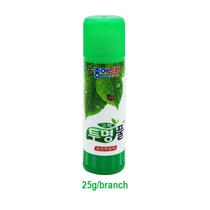 JONG IE NARA High Viscosity Transparent 25G Stick Green Leaf Design for Office Use Korea Paper World Wire-Drawing Glue Sticks