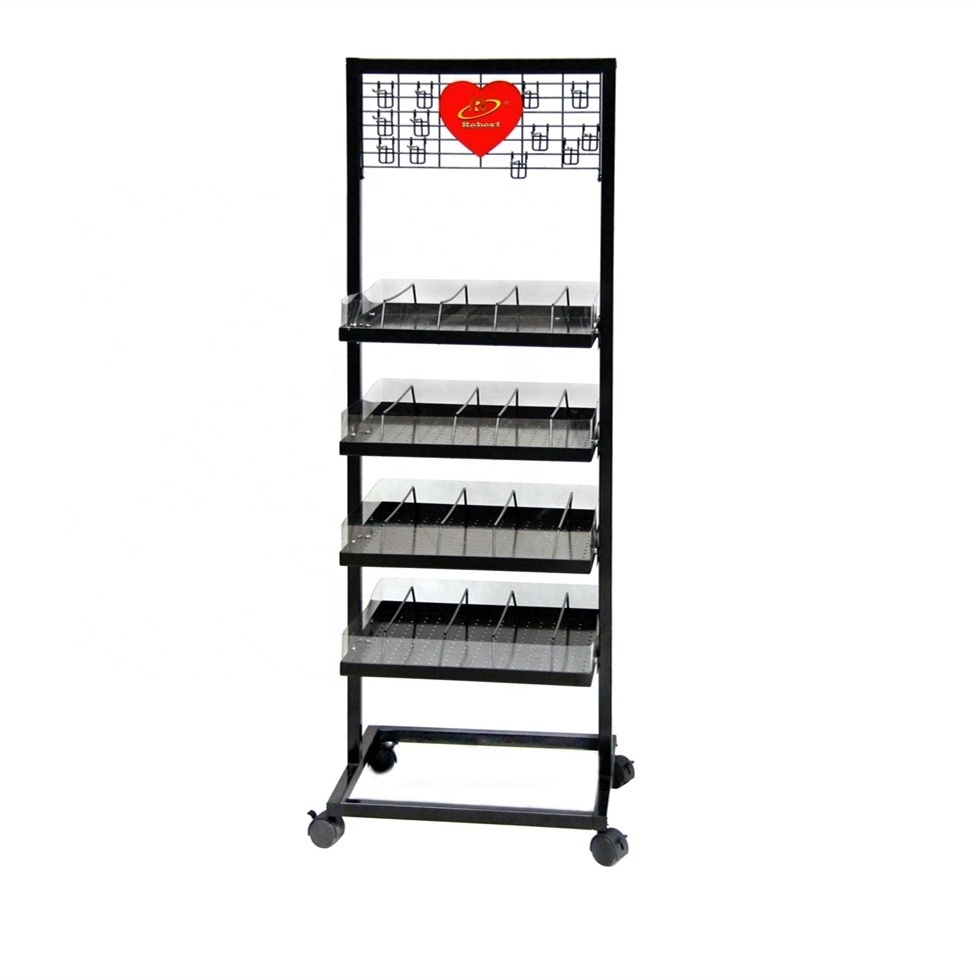 Custom Metal cosmetic nail polish display floor stand racks Wire Storage rack showcase shelf