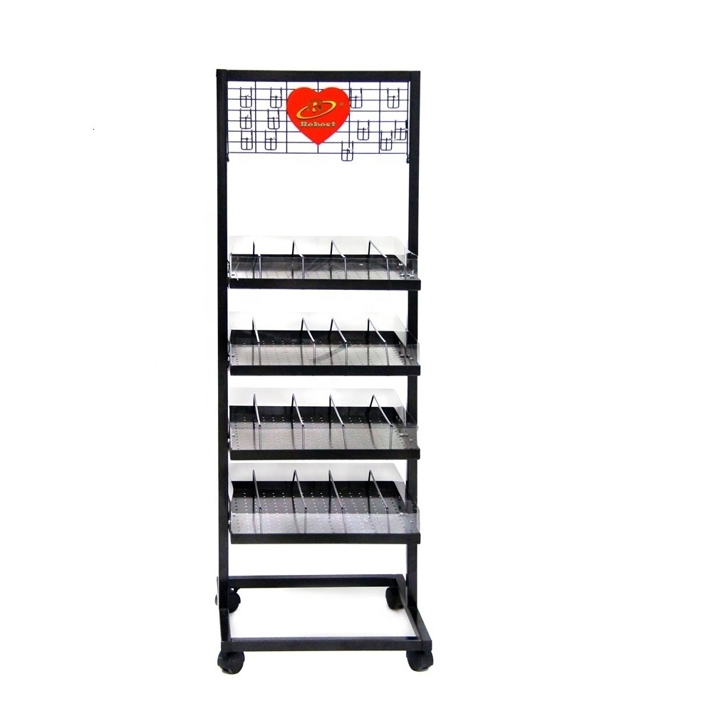 Custom Metal cosmetic nail polish display floor stand racks Wire Storage rack showcase shelf