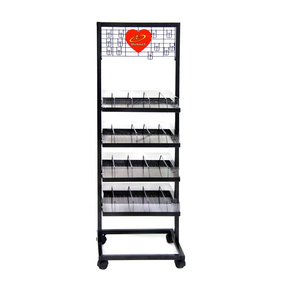 Custom Metal cosmetic nail polish display floor stand racks Wire Storage rack showcase shelf