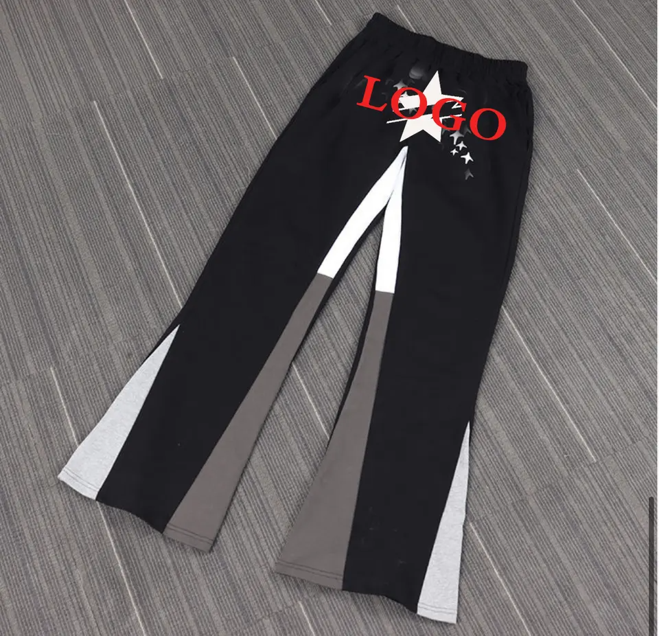 Custom Patchwork Track Pants Casual Men's Flared Jogging Pants Flared Sweatpants Manufacturers