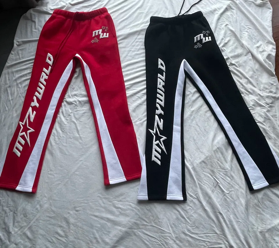 Custom Patchwork Track Pants Casual Men's Flared Jogging Pants Flared Sweatpants Manufacturers