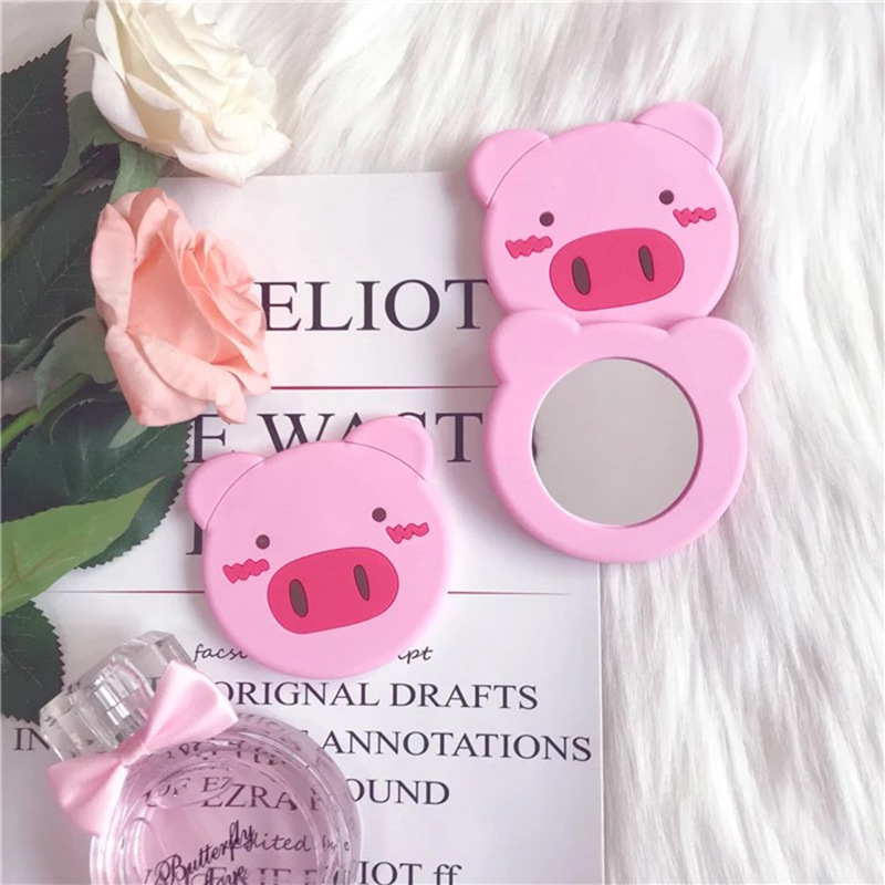 Promotional Ins Customized Soft Silicone Mirror Cartoon Character Mini Makeup Mirror Cute Cosmetic Mirror