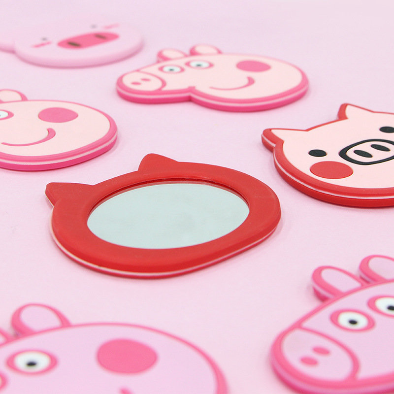 Promotional Ins Customized Soft Silicone Mirror Cartoon Character Mini Makeup Mirror Cute Cosmetic Mirror