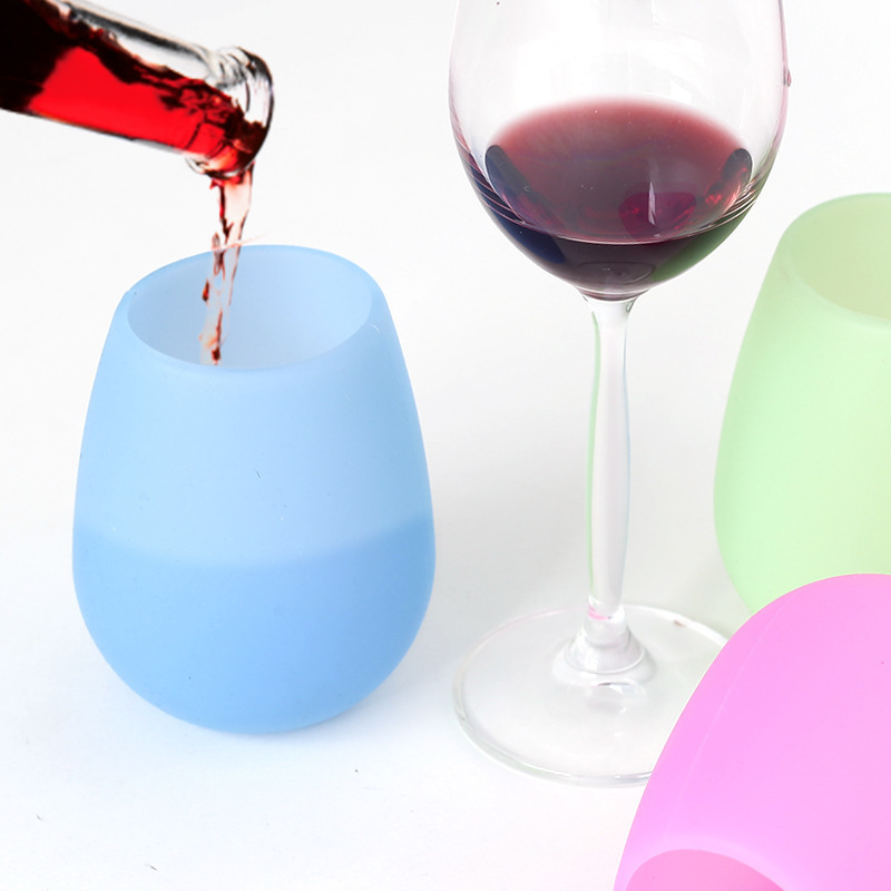 Rubber Beer Folding Cup Silicone Wine Glasses Wholesale Custom Logo Unbreakable Portable Outdoor Travel Opp Bag Unisex Colorful