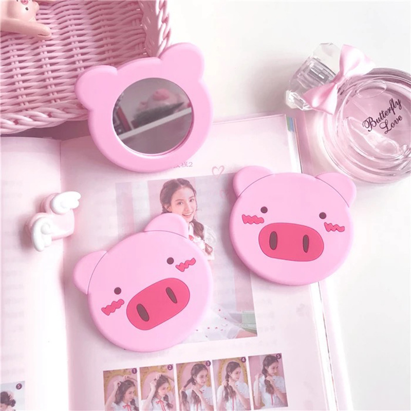 Promotional Ins Customized Soft Silicone Mirror Cartoon Character Mini Makeup Mirror Cute Cosmetic Mirror