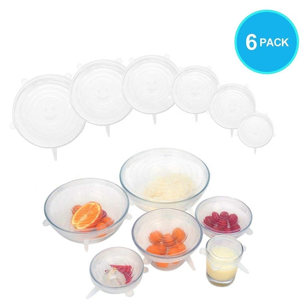 Kitchen Silicone Stretch Lids 6 sizes Set  Reusable Food Wraps Seal Cover