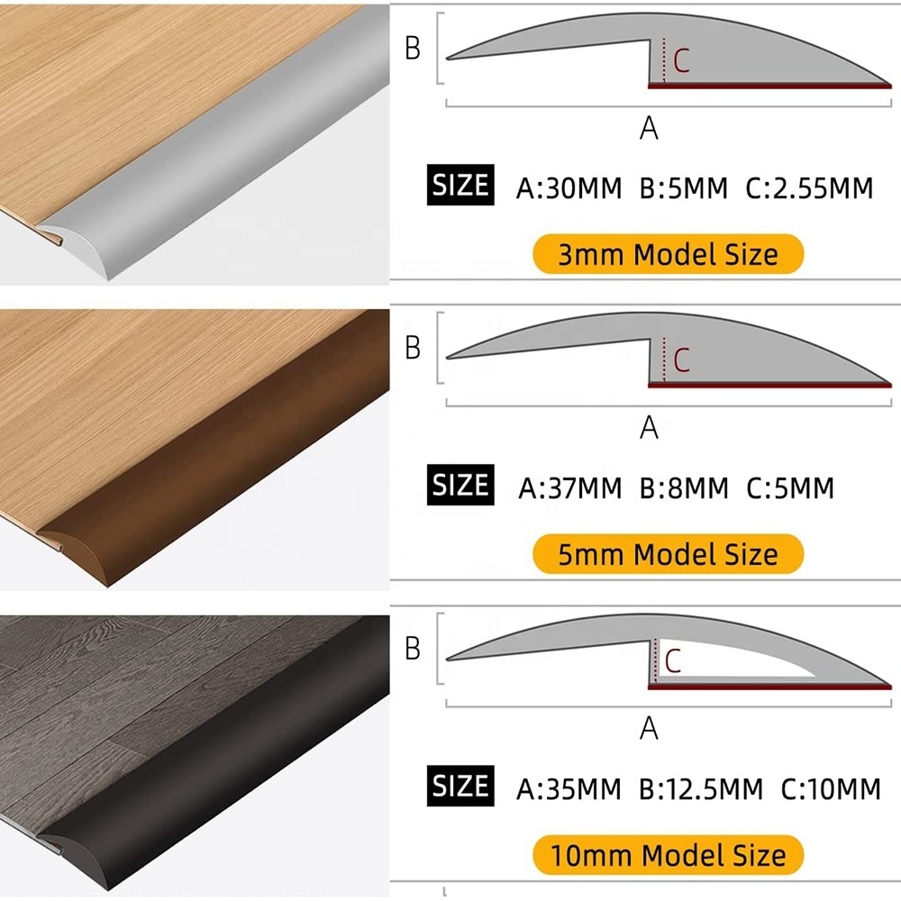 Doorways Rubber Floor Transition Strip, Vinyl Flooring Carpet Edging Trim Threshold