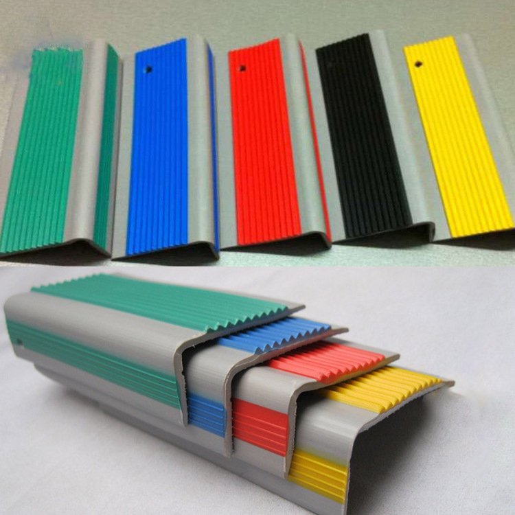 Rubber Stair nosing anti skid floor stair treads non slip vinyl pvc L shaped stair step edge trims