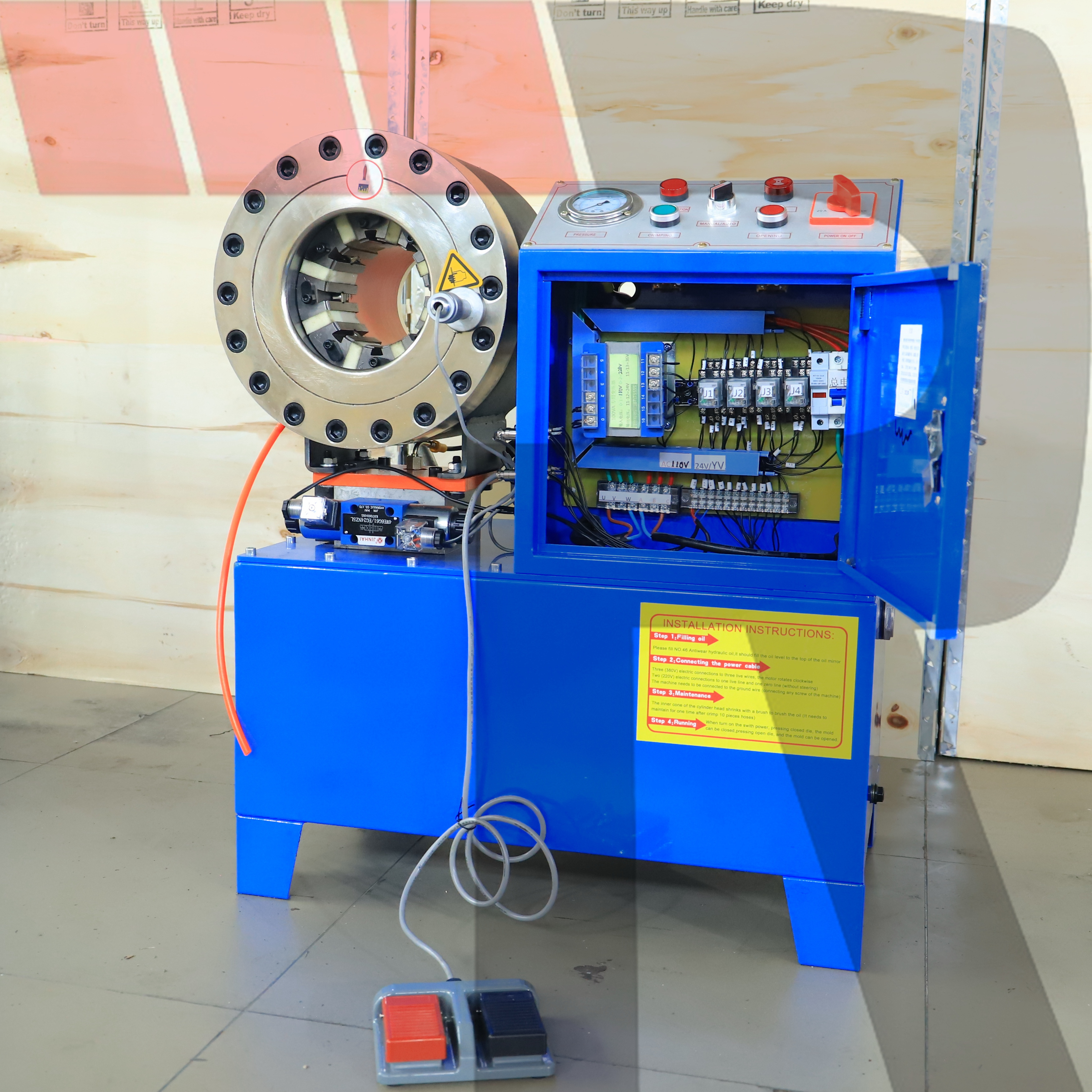 Electric crimping machine for hydraulic rubber hose 1/4-2 inch hydraulic hose cutting machine