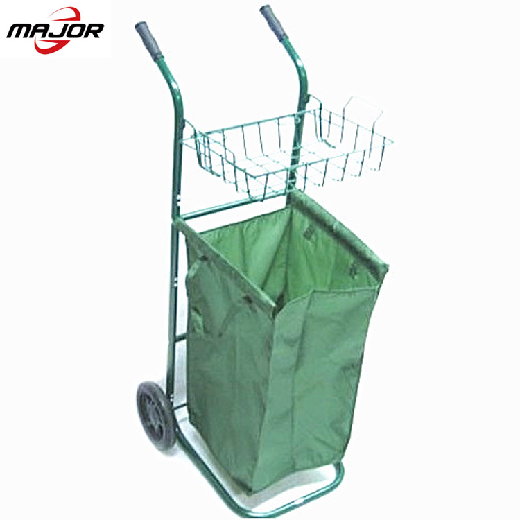 Garden Leaf Collection Canvas Bag Tool Cart /Garden Waste Collecting Wagon Trolley Cart with Two Wheels