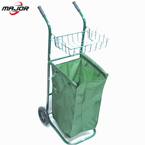 Garden Leaf Collection Canvas Bag Tool Cart /Garden Waste Collecting Wagon Trolley Cart with Two Wheels