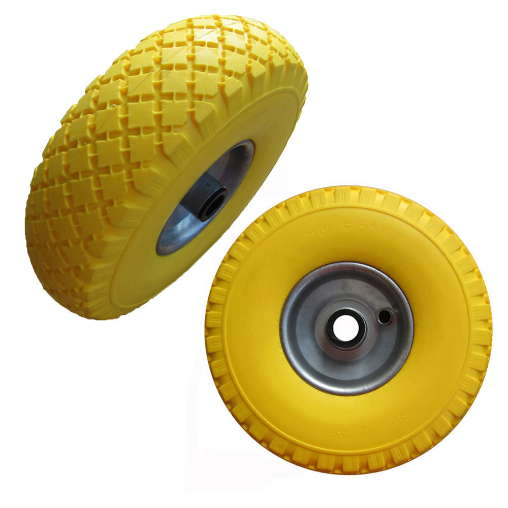 Plastic Rim 10 Inch Flat Free Pu Foam Wheels And Tires For Barrow Trolley Cart