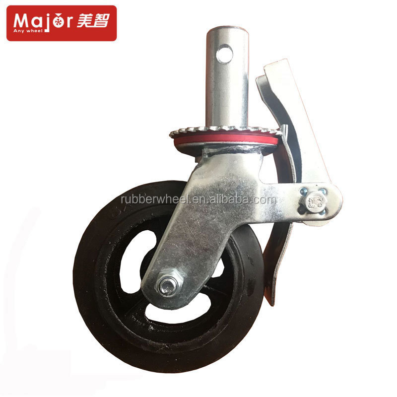 6 inch 150mm Hand truck Heavy Duty Cast Iron Rubber Scaffolding Caster mobile scaffolding caster