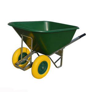 78 Litre Twin Wheel Garden Barrow Green Poly Wheelbarrow