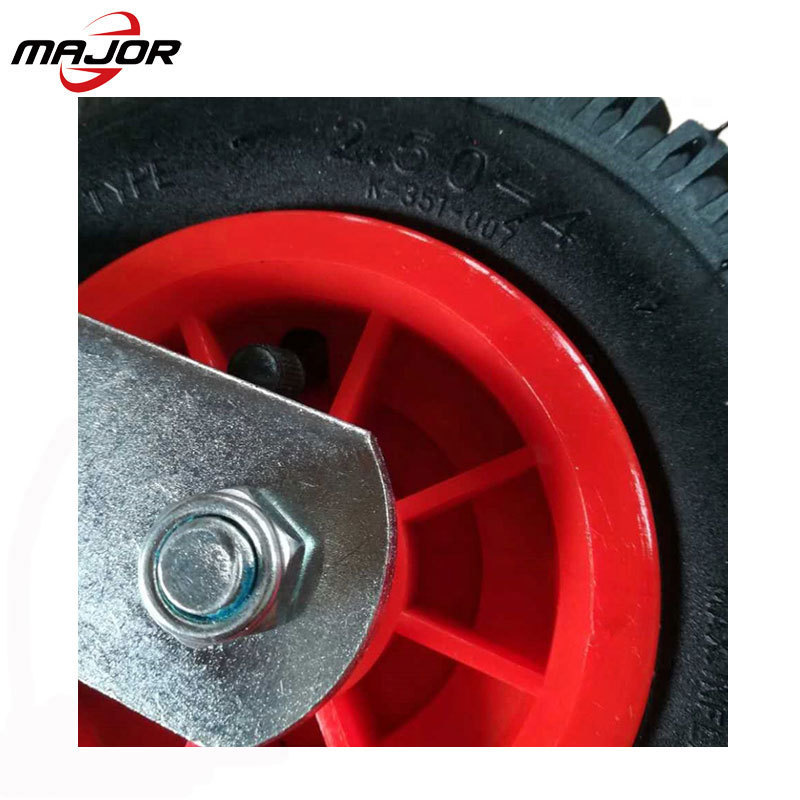 Trolley caster pneumatic rubber tire with steel brake