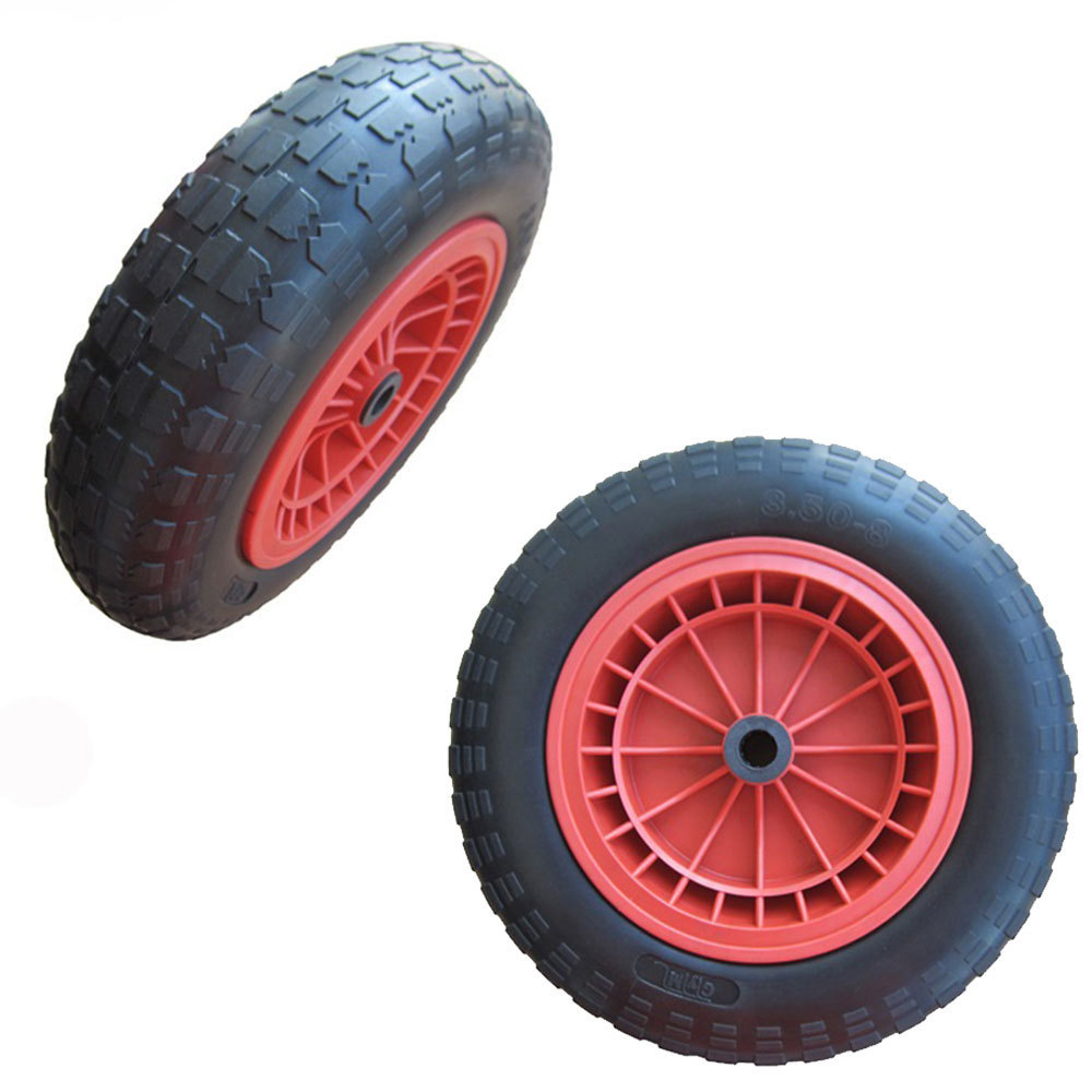 3.50-8 polyurethane coated trolly/garden cart/wheelbarrow/farm cart wheels and tires flat free