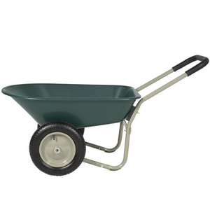 Green poly tray double wheel garden wheelbarrow/wheel barrow on sale