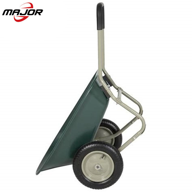 Green poly tray double wheel garden wheelbarrow/wheel barrow on sale