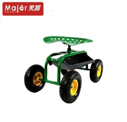 Four-wheel Tractor Scoot Rolling Garden Cart Seat On Wheels With Tool Tray and Swivel Saddle TC4501C