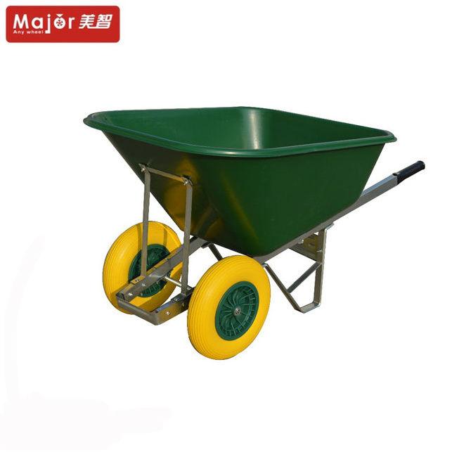 78 Litre Twin Wheel Garden Barrow Green Poly Wheelbarrow