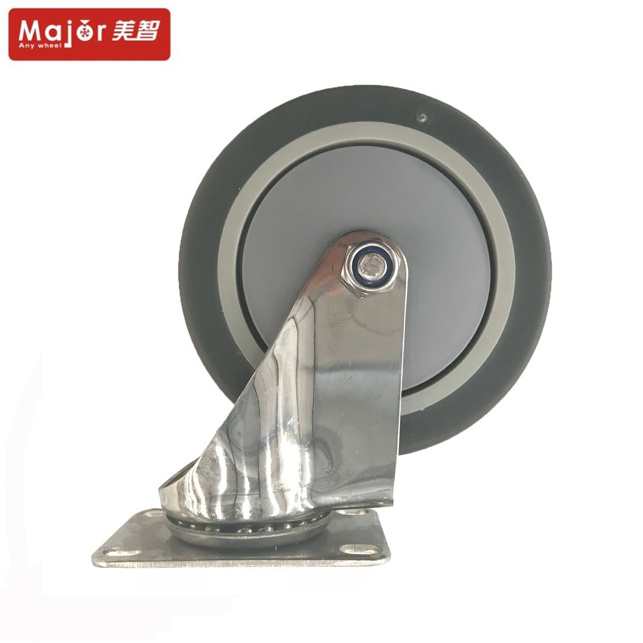 grey rubber small stainless caster wheel 5 inch