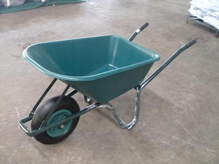 Large capacity 85L plastic bucket steel tray garden trolley wheelbarrow WB6414 for European market