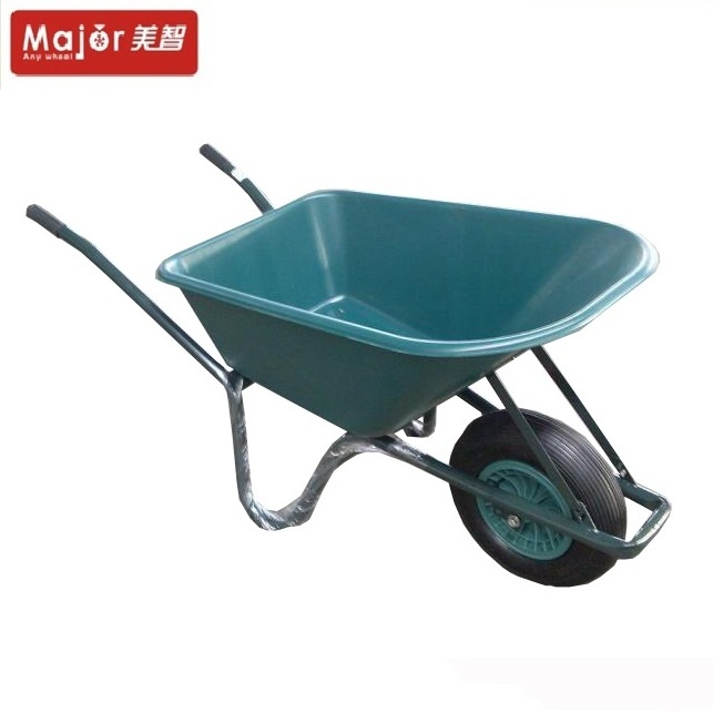 Large capacity 85L plastic bucket steel tray garden trolley wheelbarrow WB6414 for European market